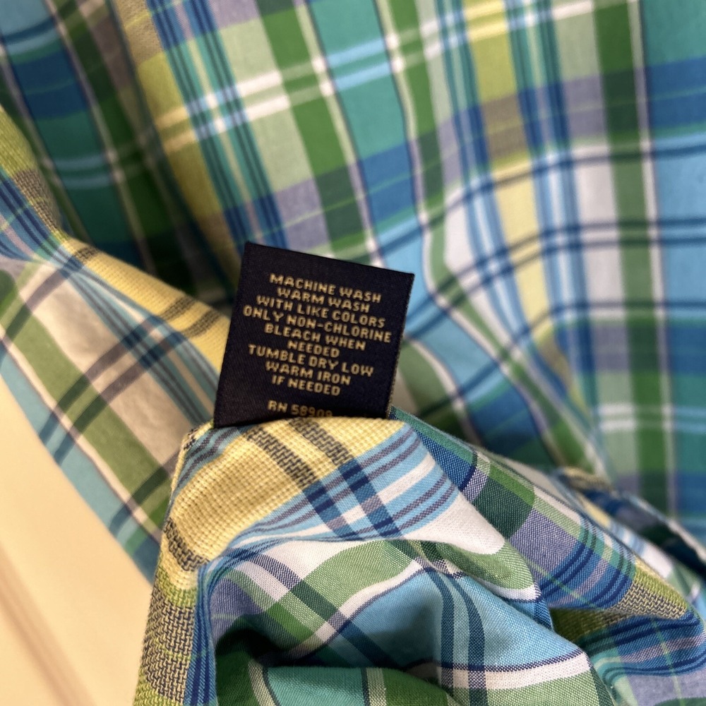 NWT Cremieux‎ mens shirt Size M short sleeve blue and green plaid 100% cotton - Picture 7 of 9